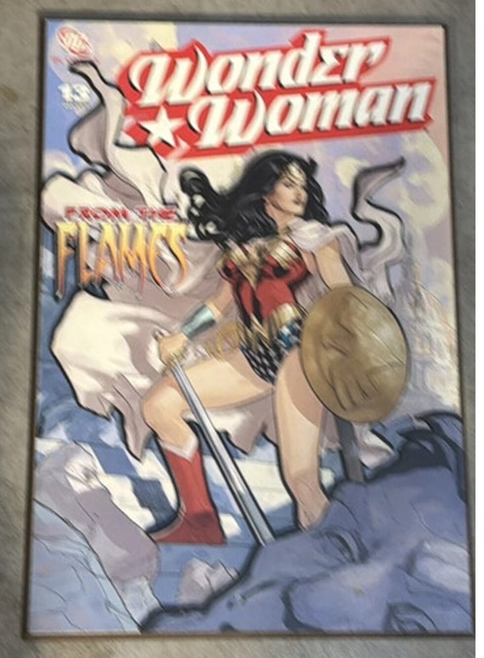 DC Comics Wonder Woman #13 From the Flames Wood Wall Art 13x19 Silver Buffalo